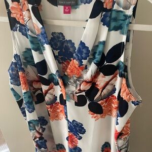 Vince Camuto Sleeveless Floral Blouse - Blue and Orange